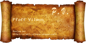 Pfaff Vilmos névjegykártya